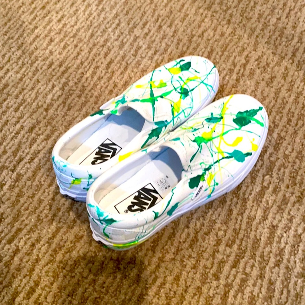 BRAND NEW custom painted VANS slip-ons